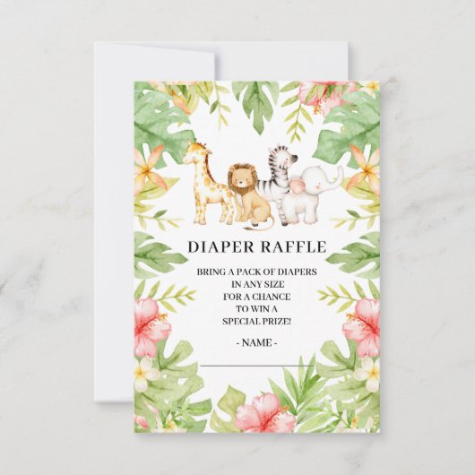 Oh Baby Oerwoud Baby shower Luier Raffle Kaart (Voorkant)