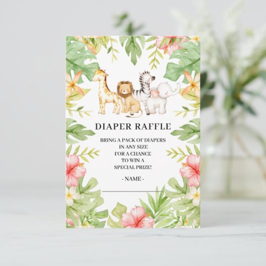 Oh Baby Oerwoud Baby shower Luier Raffle Kaart (Staand voorkant)