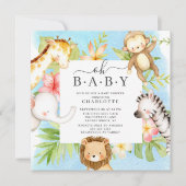 Oh Baby Oerwoud Baby shower Uitnodiging (Voorkant)