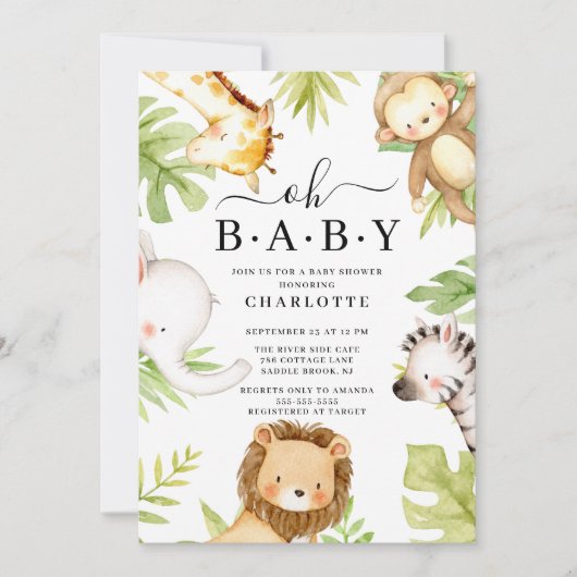 Oh Baby Oerwoud Baby shower Uitnodiging (Voorkant)