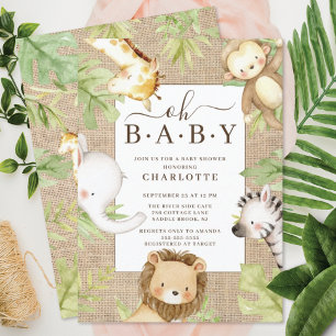 Oh Baby Oerwoud Baby shower Uitnodiging