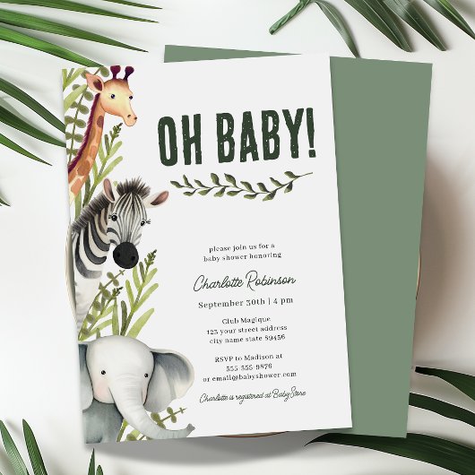 Oh Baby Oerwoud Baby shower Uitnodiging
