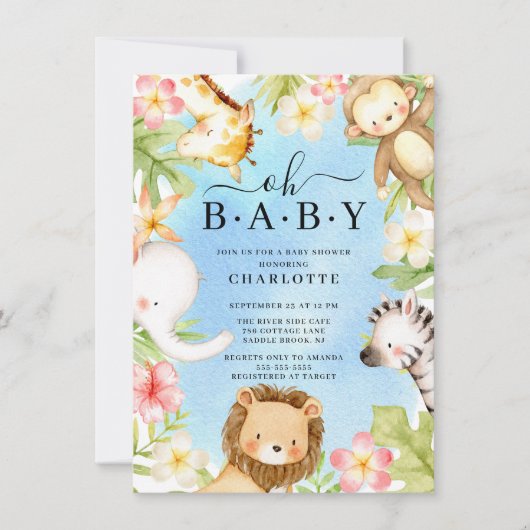 Oh Baby Oerwoud Baby shower Uitnodiging (Voorkant)