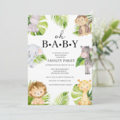 Oh Baby Oerwoud Baby shower Uitnodiging (Staand voorkant)