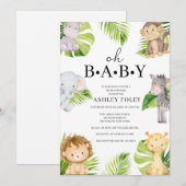 Oh Baby Oerwoud Baby shower Uitnodiging (Voorkant / Achterkant)