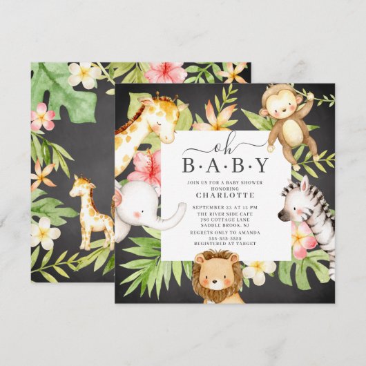 Oh Baby Oerwoud Baby shower Uitnodiging (Voorkant / Achterkant)