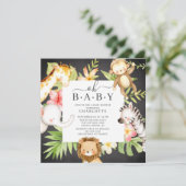 Oh Baby Oerwoud Baby shower Uitnodiging (Staand voorkant)