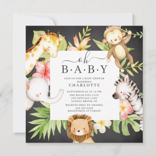 Oh Baby Oerwoud Baby shower Uitnodiging (Voorkant)