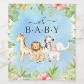 Oh Baby Oerwoud Baby shower Wijn Etiket (Enkel label)