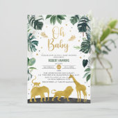 Oh Baby Oerwoud Gold Safari Animals Baby shower Kaart (Staand voorkant)