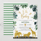 Oh Baby Oerwoud Gold Safari Animals Baby shower Kaart (Voorkant / Achterkant)
