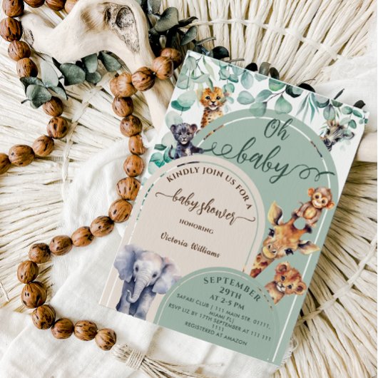 Oh Baby Oerwoud Safari Animals Baby shower Kaart