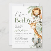 Oh Baby Oerwoud Safari Animals Party Baby shower Kaart (Voorkant)
