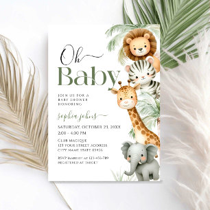 Oh Baby Oerwoud Safari Animals Party Baby shower Kaart