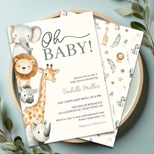 Oh Baby Oerwoud Safari Baby shower Uitnodiging