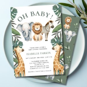Oh Baby Oerwoud Safari Baby shower Uitnodiging