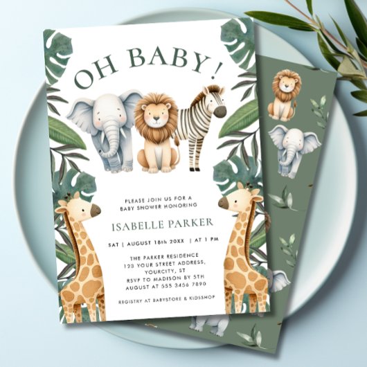Oh Baby Oerwoud Safari Baby shower Uitnodiging