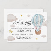 Oh baby, olifant, blauw briefkaart (Voorkant / Achterkant)