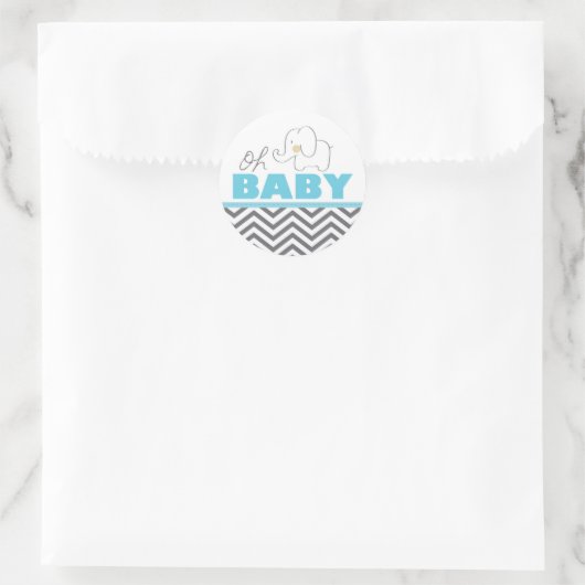Oh Baby olifant - Blue Baby shower nodigt sticker  (Tas)