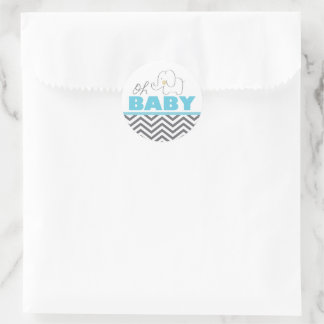 Oh Baby olifant - Blue Baby shower nodigt sticker