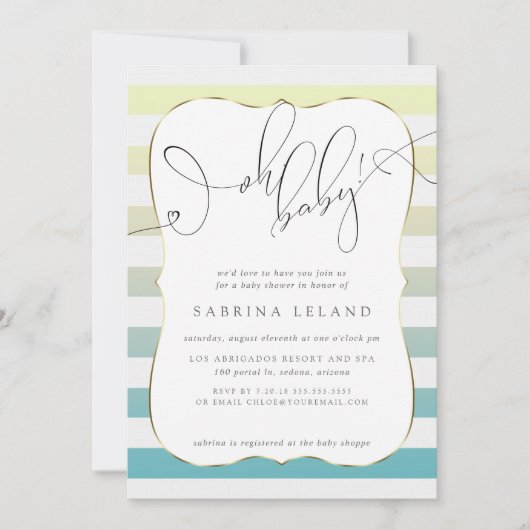 OH Baby Ombré Geel tot Blauwe Stripes Kaart (Voorkant)