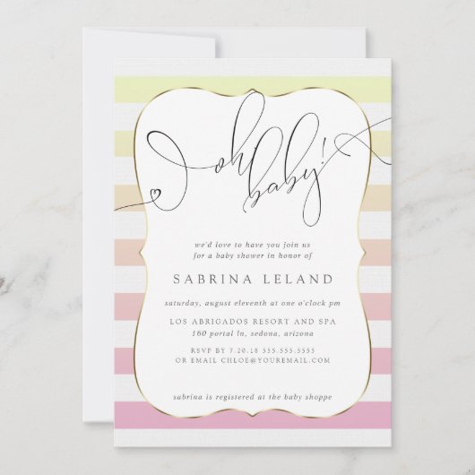 OH Baby Ombré Geel tot Roze Stripes Kaart (Voorkant)