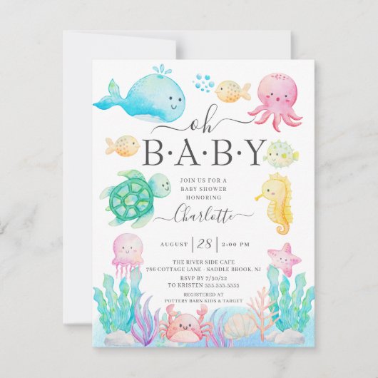 Oh Baby onder de uitnodiging van het Zee Baby show (Voorkant)