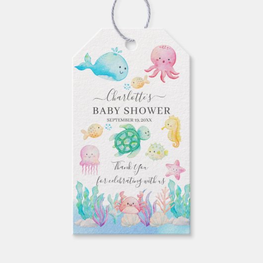 Oh Baby onder het Baby shower van het Zee Cadeaulabel (Voorkant)
