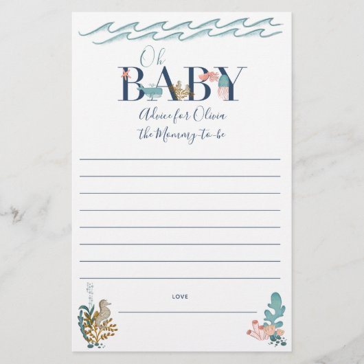 Oh Baby onder het Baby shower van het Zee het Oude Flyer (Voorkant)