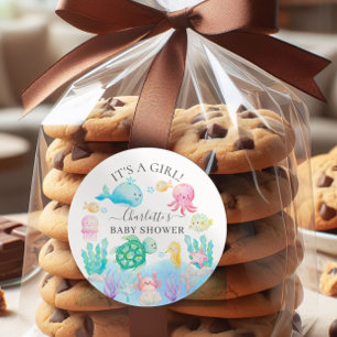 Oh Baby onder het Baby shower van het Zee Ronde Sticker