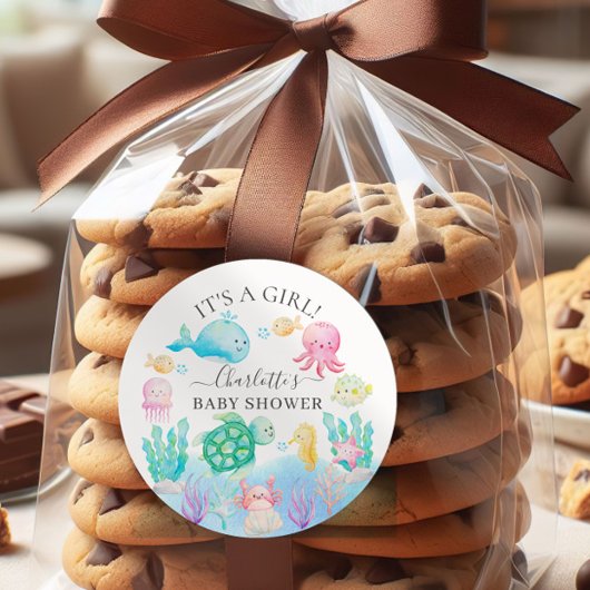 Oh Baby onder het Baby shower van het Zee Ronde Sticker