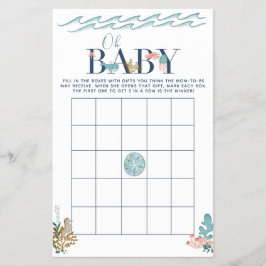 Oh Baby onder het Zee Baby shower Bingo Game Flyer
