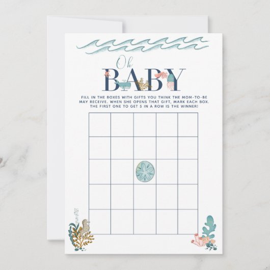 Oh Baby onder het Zee Baby shower Bingo Game Kaart (Voorkant)
