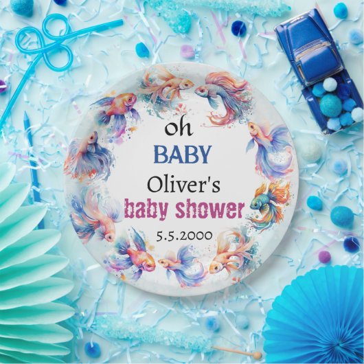 Oh baby onder het zee Vissen baby shower Papieren Bordje (Feest)