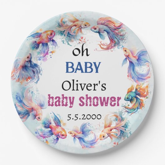 Oh baby onder het zee Vissen baby shower Papieren Bordje (Voorkant)