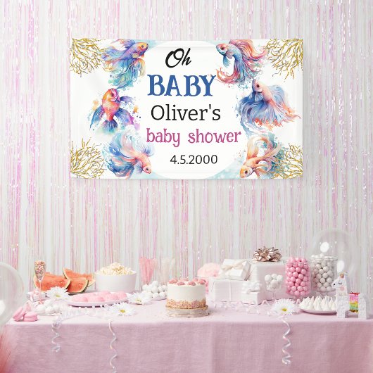 Oh baby onder het zee Vissen baby shower Spandoek