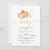 Oh Baby Oranje Pumpkin Floral Baby shower Kaart (Voorkant)
