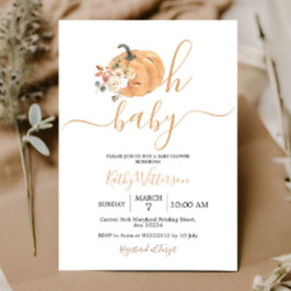 Oh Baby Oranje Pumpkin Floral Baby shower Kaart