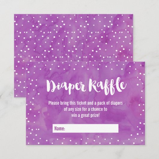 Oh Baby Paarse Baby showers luier Raffle Kaart (Voorkant / Achterkant)