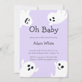 Oh Baby Paarse Spooky Ghost Halloween Baby shower Kaart