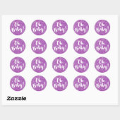 Oh Baby Paarse Waterverf Baby shower Ronde Sticker (Vel)