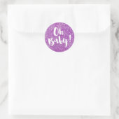 Oh Baby Paarse Waterverf Baby shower Ronde Sticker (Tas)