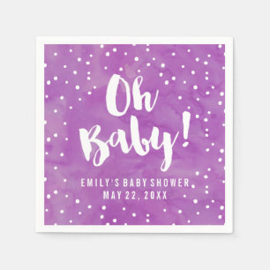 Oh Baby Paarse Waterverf Baby shower Servet