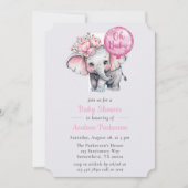 Oh Baby Painted Elephant Floral Girl Baby shower Kaart (Voorkant)