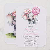 Oh Baby Painted Elephant Floral Girl Baby shower Kaart (Voorkant / Achterkant)