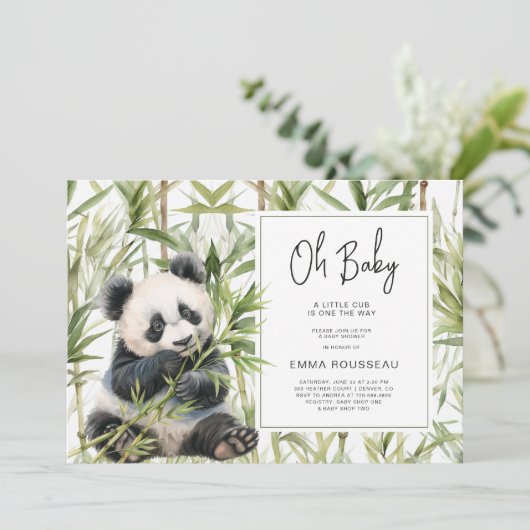 Oh Baby Panda Beer Bamboe Baby Shower Kaart (Staand voorkant)