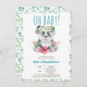 Oh Baby Panda Beer Waterverf Bloemrijke Boho Douch Kaart (Voorkant / Achterkant)