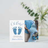 Oh Baby paren Foto Baby shower jongen Aankondigingskaart (Staand voorkant)