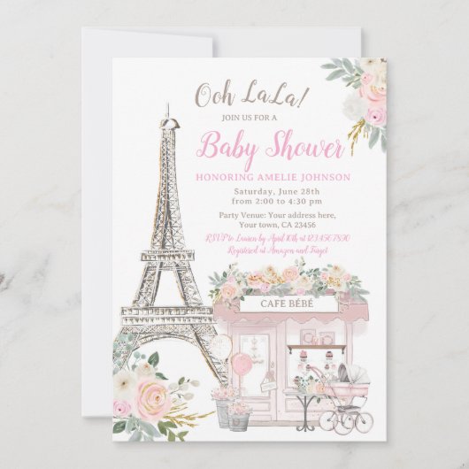 Oh Baby Paris Baby shower Brunch Kaart (Voorkant)