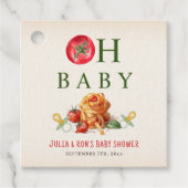Oh Baby Pasta & Fopspenen Baby shower Bedankjes Labels (Voorkant)